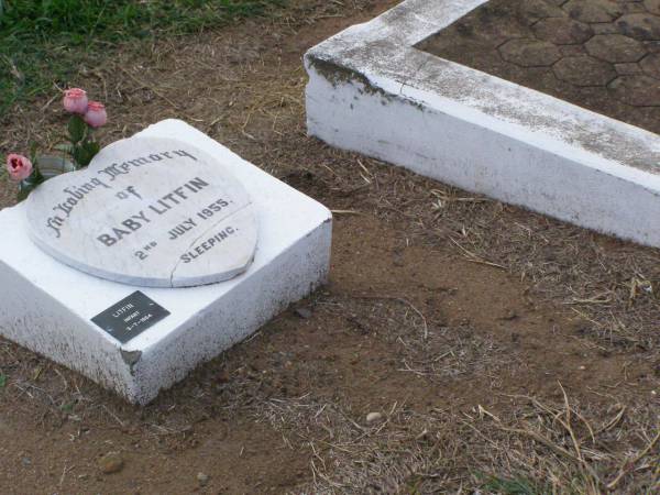 Baby LITFIN,  | died 2 July 1955;  | infant LITFIN,  | died 3-7-1954;  | Ma Ma Creek Anglican Cemetery, Gatton shire  | 