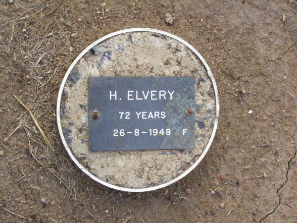 H. ELVERY, female,  | died 26-8-1948 aged 72 years;  | Ma Ma Creek Anglican Cemetery, Gatton shire  | 