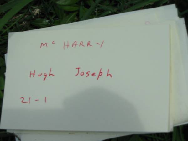 MCHARRY, Hugh Joseph,  | 21-1;  | Maclean cemetery, Beaudesert Shire  | 