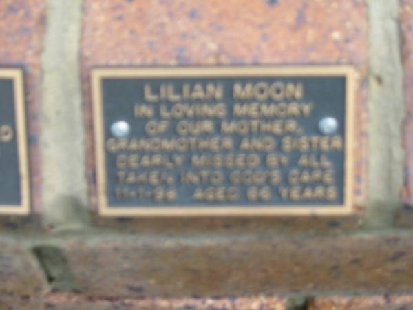 Lillian MOON,  | mother grandmother sister,  | 11-7-96? aged 66? years;  | Maclean cemetery, Beaudesert Shire  | 