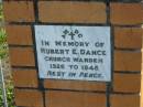 Hubert E. DANCE, Church warden 1926-1948; Marburg Anglican Cemetery, Ipswich 