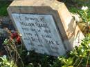 
William RAABE, died 14 Dec 1926 aged 73 years;
Betsy RAABE, died 30 Jan 1934 aged 73 years;
Marburg Anglican Cemetery, Ipswich
