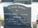 
AHRENS;
Dorothy Rose, 22-10-1912 - 22-7-2000;
Lloyd, 5-3-1912 - 6-3-1996;
Marburg Anglican Cemetery, Ipswich

