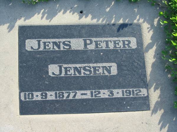 Jens Peter JENSEN, 19-9-1877 - 12-3-1912;  | Marburg Anglican Cemetery, Ipswich  | 