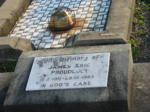 James Eric PROUDLOCK, 4-2-1911 - 28-12-1893;  | Marburg Anglican Cemetery, Ipswich  | 