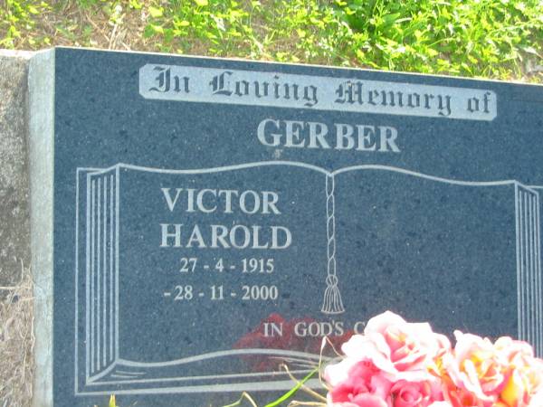GERBER, Victor Harold,  | 27-4-1915 - 28-11-2000,  | Marburg Anglican Cemetery, Ipswich  | 