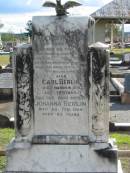 Frederich W. BERLIN, died 7 June 1912 aged 38 years; Carl BERLIN, died 8 Mar 1914 aged 75 years; Johanna BERLIN, died 28 Feb 1929 aged 83 years; Marburg Lutheran Cemetery, Ipswich 