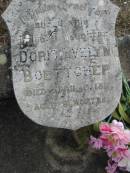 
Doris Evelyn BOETTCHER,
died 5 April 1917 aged 9 months,
daughter;
Marburg Lutheran Cemetery, Ipswich
