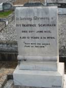 Ivy Beatrice SCHUMANN, died 29 June 1925 aged 12 years 10 months; Marburg Lutheran Cemetery, Ipswich 