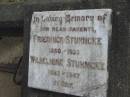 
parents;
Friedrich STUHMCKE, 1860 - 1933;
Wilhelmine STUHMCKE, 1863 - 1947;
Marburg Lutheran Cemetery, Ipswich
