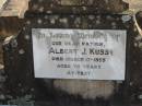 Albert J. KUSS, father, died 17 March 1955 aged 79 years; Marburg Lutheran Cemetery, Ipswich 