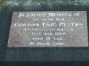 Gordon Eric PETERS, son, accidentally killed 30 Jan 1982 aged 18 years; Marburg Lutheran Cemetery, Ipswich 