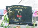 
FREESE, Derrel,
husband father father-in-law grandpa son,
14-11-1942 - 13-5-1996 aged 53 years;
Marburg Lutheran Cemetery, Ipswich
