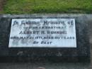 
Albert H. BUNNING, brother,
died 21 May 1971 aged 80 years;
Marburg Lutheran Cemetery, Ipswich
