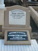 Annie KRAATZ, died 3 March 1944 aged 52 years; Rita Edna KRAATZ, 1914 - 1987; Marburg Lutheran Cemetery, Ipswich 