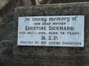 
Ernstine DICKMANN, mother,
died 1 July 1933 aged 78 years,
erected by her daughters;
Marburg Lutheran Cemetery, Ipswich
