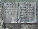 
August W. LESCHKE,
born 25 July 1872,
died 26 May 1945;
Alvain LESCHKE, wife,
born 30 June 1874,
died 5 March 1942;
Marburg Lutheran Cemetery, Ipswich
