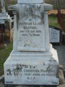 Christian Cajus MARTENS, died 5 Jan 1929 aged 75 years; Anna Christina MARTENS, died 2 Sept 1938 aged 84 years; Marburg Lutheran Cemetery, Ipswich 