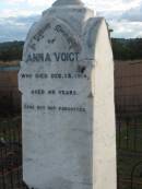 Anna VOIGT, died 13 Dec 1914 aged 40 years; Marburg Lutheran Cemetery, Ipswich 