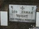 
Leo Herman VOIGHT,
aged 1 year 5 months;
Marburg Lutheran Cemetery, Ipswich
