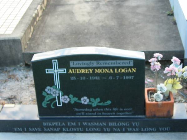 Audry Mona LOGAN,  | 23-10-1941 - 6-7-1997;  | Marburg Lutheran Cemetery, Ipswich  | 