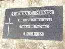 
Louisa C. SIROIS,
died 29 Dec 1971 aged 90 years;
Woodlands cemetery, Marburg, Ipswich
