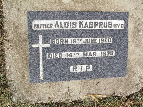 (Father) Alois KASPRUS,  | born 19 June 1900 died 14 Mar 1978;  | Woodlands cemetery, Marburg, Ipswich  | 