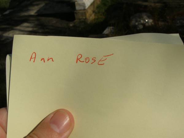 Ann ROSE;  | Maroon General Cemetery, Boonah Shire  | 