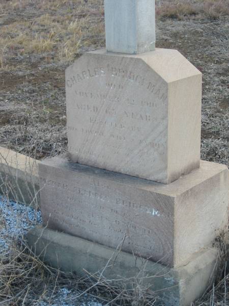 Charles BRIDGEMAN,  | father,  | died 14? Nov 1916? aged 65 years,  | erected by wife & family;  | Roland [unreadable];  | Myrah Frances BRIDGEMAN,  | mother,  | [unreadable];  | Meringandan cemetery, Rosalie Shire  | 