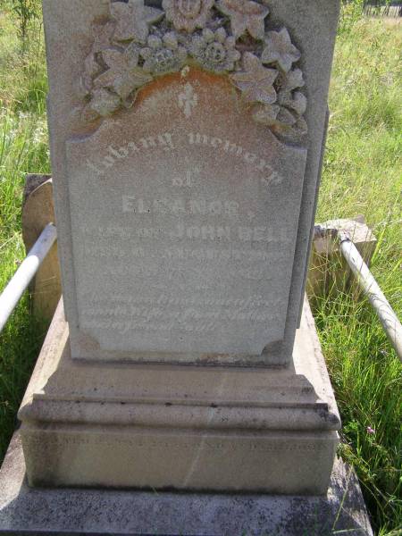 Eleanor, wife of John BELL,  | died August 1912? aged 71 years;  | Milbong General Cemetery, Boonah Shire  | 