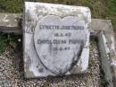 
Lynette June PIEPER,
died 16-2-42;
Errol Glynn PIEPER,
died 15-6-43;
Minden Baptist, Esk Shire
