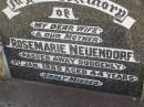 Rosemarie NEUENDORF, wife mother, died suddenly 1 Jan 1989 aged 44 years; Minden Baptist, Esk Shire 