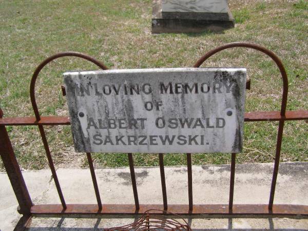 Albert Oswald SAKRZEWSKI;  | Minden Zion Lutheran Church Cemetery  | 