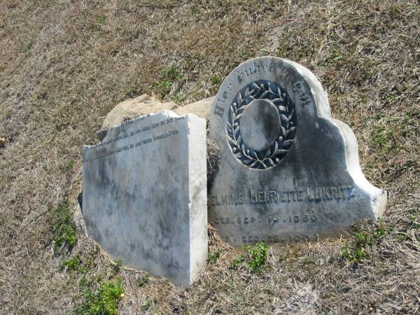 (Wilhelmine?) ?elmine Henriette LUKRITZ  | b: 14 Sep 1850, d: 28 Dec 1907  | Minden Zion Lutheran Church Cemetery  | 