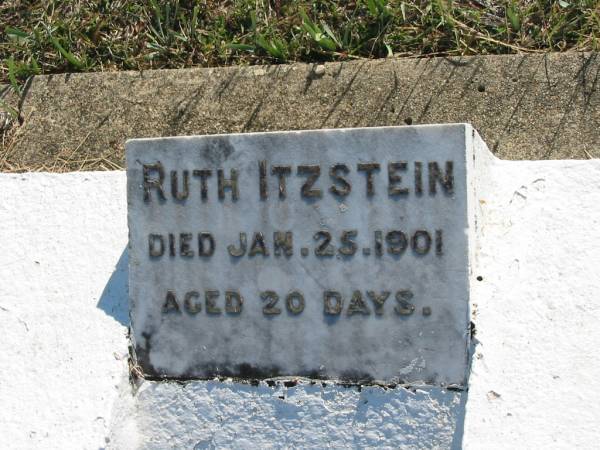 Ruth ITZSTEIN  | 25 Jan 1901, aged 20 days  | Minden Zion Lutheran Church Cemetery  | 