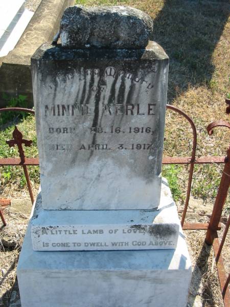Minnie KERLE  | b: 16 Feb 1916, d: 3 Apr 1917  | Minden Zion Lutheran Church Cemetery  | 