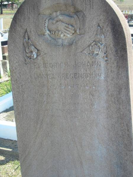 Friedrich Johann Daniel KREGENPRINK  | b: 26 Aug 1839?, d: 5 Jun 1911  | Minden Zion Lutheran Church Cemetery  | 