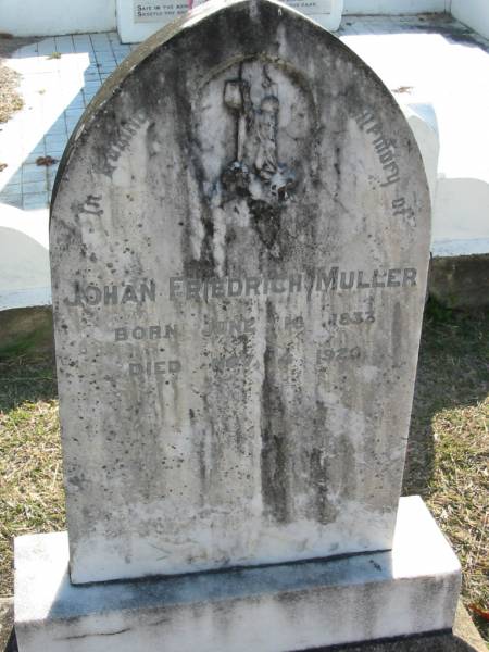 Johan Friedrich MULLER  | b: 18 Jun 1833, d: 4 Nov 1920  | Minden Zion Lutheran Church Cemetery  | 