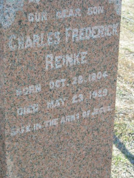 Charles Frederick REINKE  | b: 23 Oct 1904, d: 23 May 1929  | Minden Zion Lutheran Church Cemetery  | 