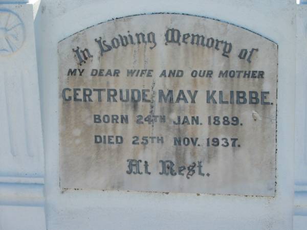 Gertrude May KLIBBE  | b: 24 Jan 1889, d: 25 Nov 1937  | Minden Zion Lutheran Church Cemetery  | 