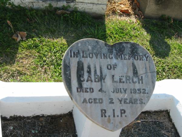 Baby LERCH  | 4 Jul 1952, aged 2 years  | Cheryl  | Minden Zion Lutheran Church Cemetery  | 