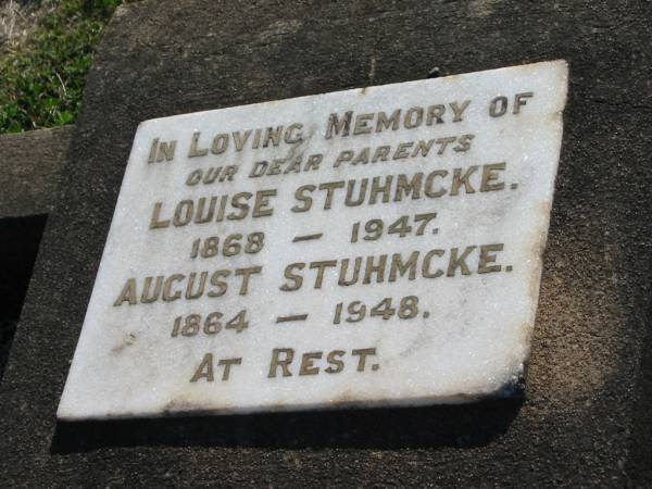 Louise STUHMCKE  | b: 1868, d: 1947  | August STUHMCKE  | b: 1864, d: 1948  | Minden Zion Lutheran Church Cemetery  | 