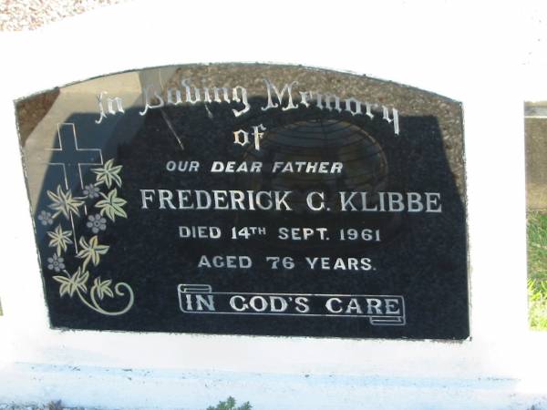 Frederick C KLIBBE  | died 14 Sep 1961, aged 76  | Minden Zion Lutheran Church Cemetery  | 