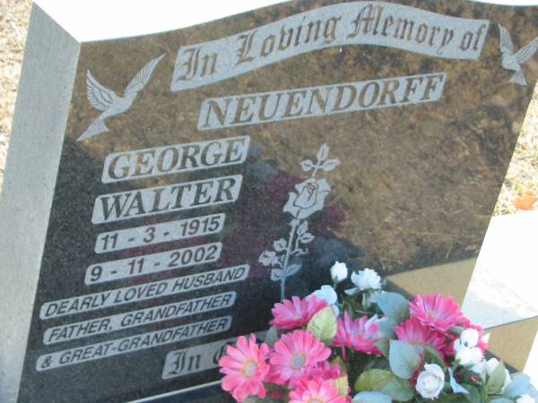 George Walter NEUENDORFF  | b: 11 Mar 1915, d: 9 Nov 2002  | Minden Zion Lutheran Church Cemetery  | 