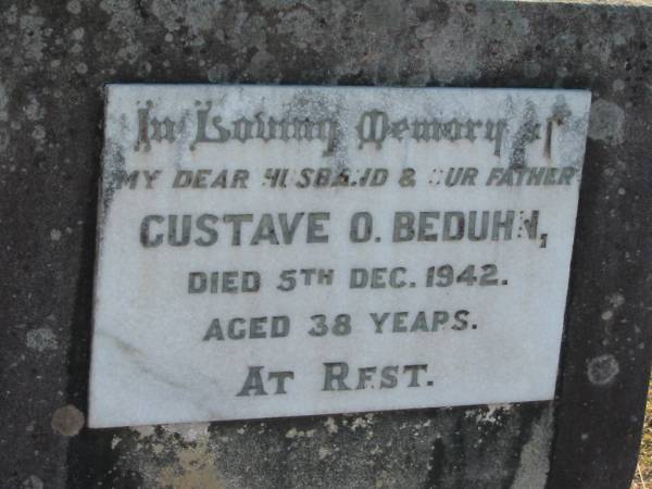 Gustave O BEDUHN  | 5 Dec 1942, aged 38  | Minden Zion Lutheran Church Cemetery  | 