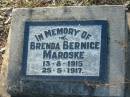 Brenda Bernice MAROSKE B: 13 Aug 1915; D: 25 May 1917 Minden/Coolana - St Johns Lutheran 