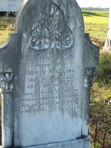 George KISZLING, geb 12 Aug 1845, gest 30 Mai 1915  | Minden/Coolana - St Johns Lutheran  | 