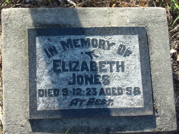 Elizabeth JONES  | died 9 Dec 1923 aged 58  | Minden/Coolana - St Johns Lutheran  | 
