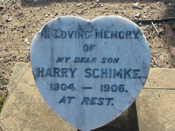 Harry SCHIMKE  | B: 1904 D: 1906  | Minden/Coolana - St Johns Lutheran  | 