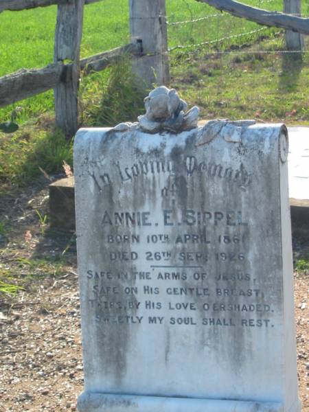 Annie E SIPPEL  | B: 10 Apr 1861, D: 26 Sep 1926  | Minden/Coolana - St Johns Lutheran  | 